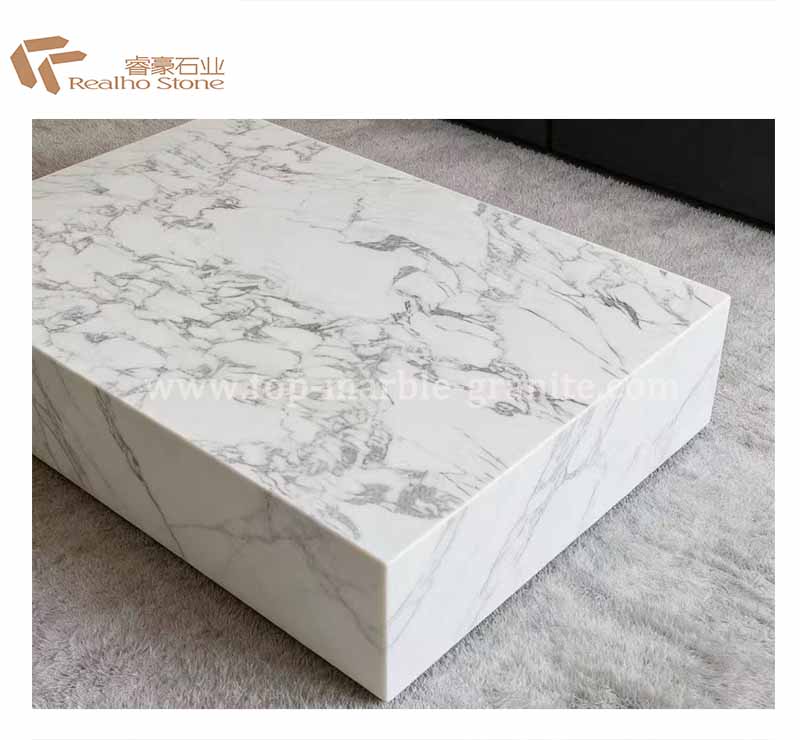 Arabescato Marble Plinth Coffee Table