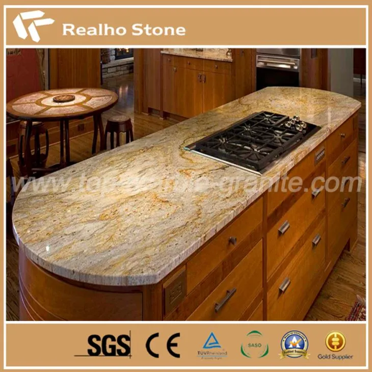 Yellow Color Granite Golden River Slabs For Countertops And Vanity Tops