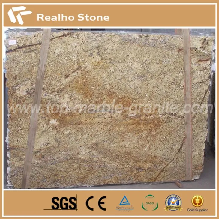 Yellow Color Granite Golden River Slabs For Countertops And Vanity Tops
